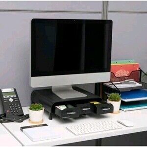 Monitor Stand, Laptop Riser, Desktop Organizer, Storage Drawer, 1 Pack Black